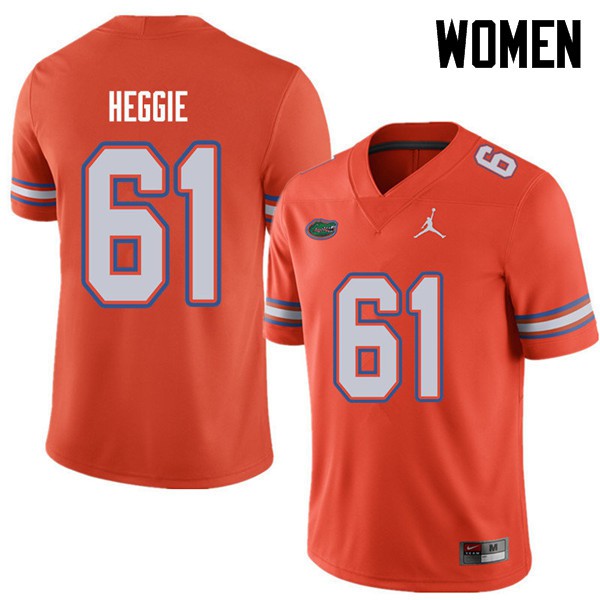 Jordan Brand Women #61 Brett Heggie Florida Gators College Football Jerseys Orange